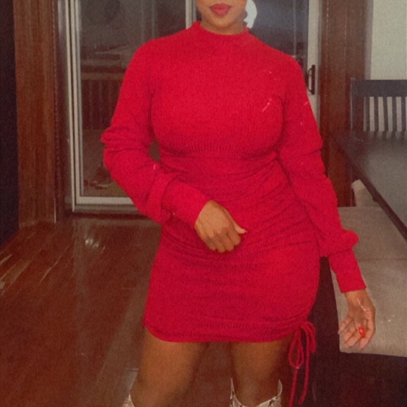 Burgundy mini sweater dress - Picture 4 of 4